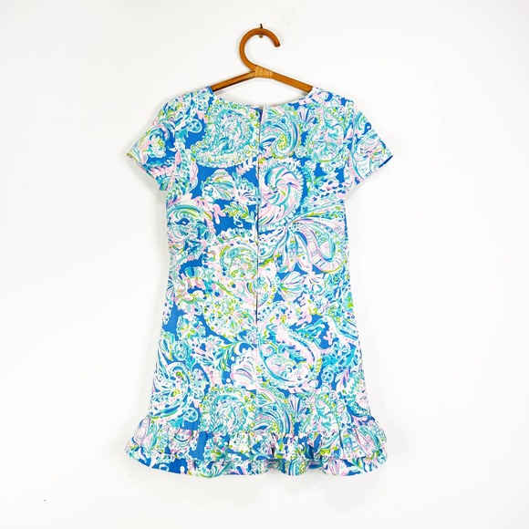 Lilly Pulitzer Masey Short Sleeve Romper In blue Carnivale Coral Size 2 - Picture 10 of 10